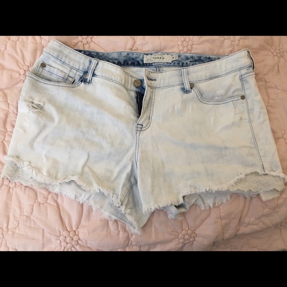 torrid Pants - Torrid denim shorts with lace detail